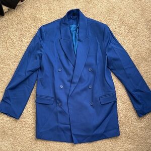 & Other Stories Cobalt Blue Double-Breasted Oversized Blazer